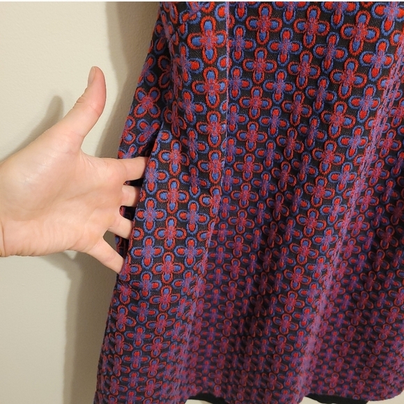Anthropologie Maeve Jacquard Shift Mini Dress Sleeveless. Blue & Red Medium - Picture 7 of 8